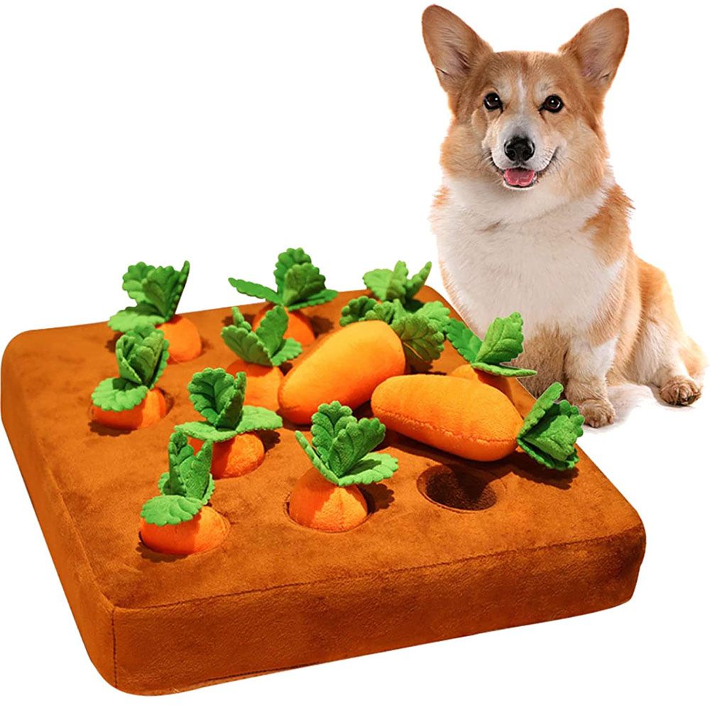 12 Plush Carrots Enrichment Dog Puzzle Toys Hide and Seek Carrot Farm Dog Toys Carrot Patch Dog Snuffle Toy for Puppy Large Dogs - Spot