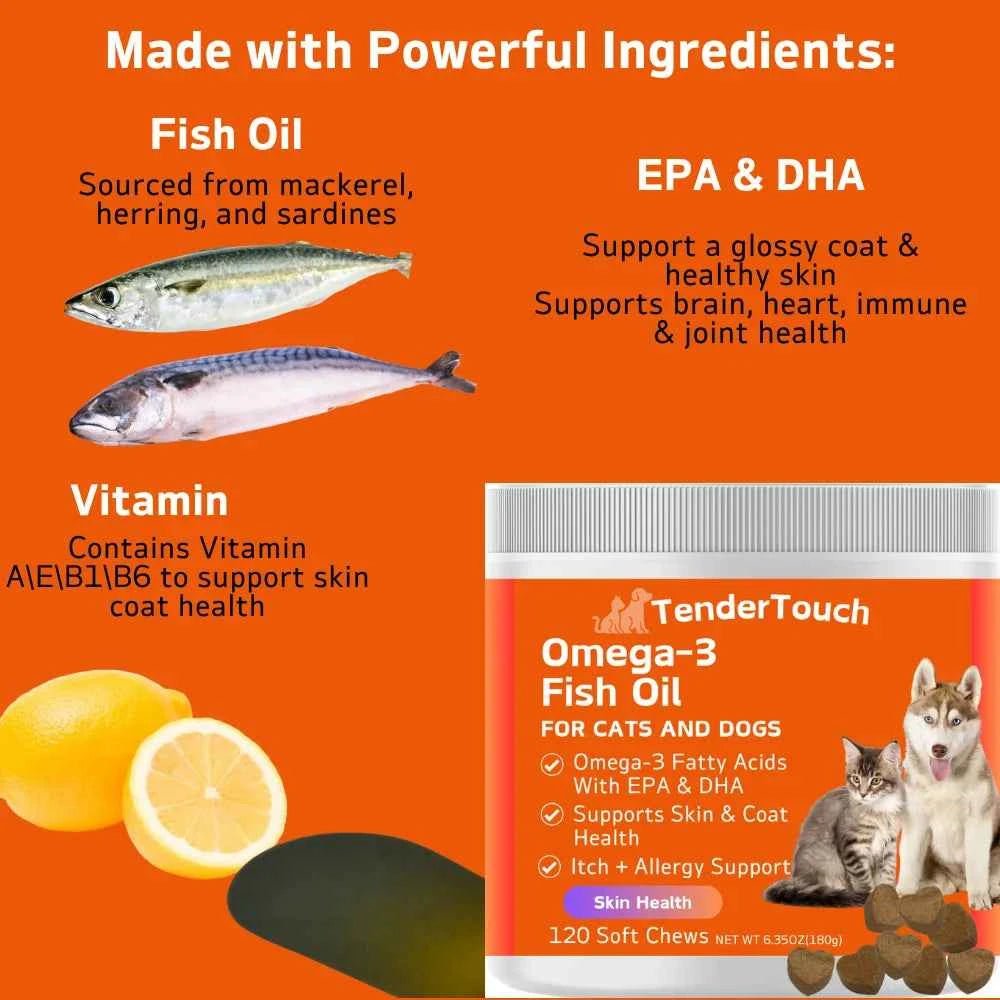 TenderTouch Omega 3 Fish Oil Chews for Pets - 2 Pack - Dog Omega Supplement by Souths Cheap Stuff