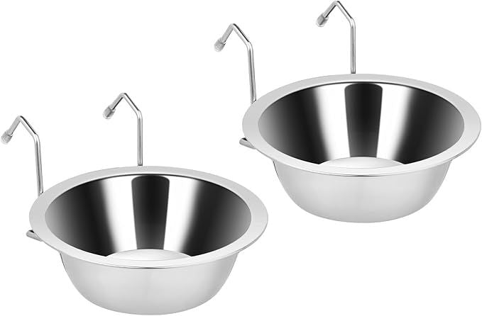 2PCS Kennel Water Bowl Hanging Stainless Steel Puppy Bowls - Spot