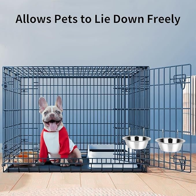 2PCS Kennel Water Bowl Hanging Stainless Steel Puppy Bowls - Spot