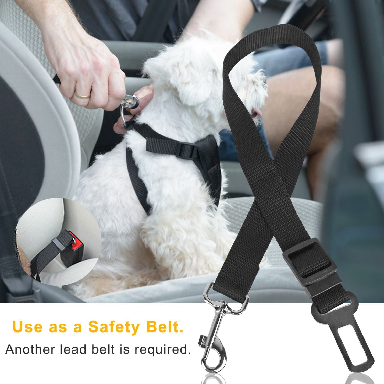 2Pcs Pet Dog Seat Belt Leash Adjustable Pet Dog Cat Safety Leads Harness - Spot