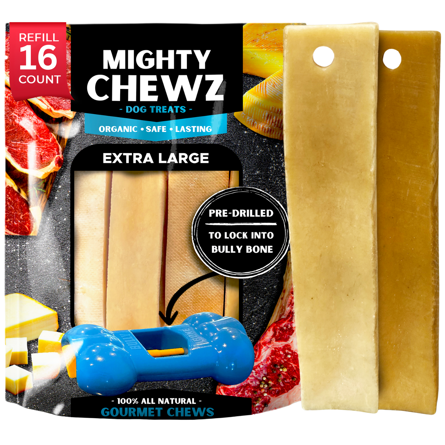 4 Pack XL Yak Cheese Refills For Mighty Chewz Bully Bone Holder - shop_name pets petsupplys