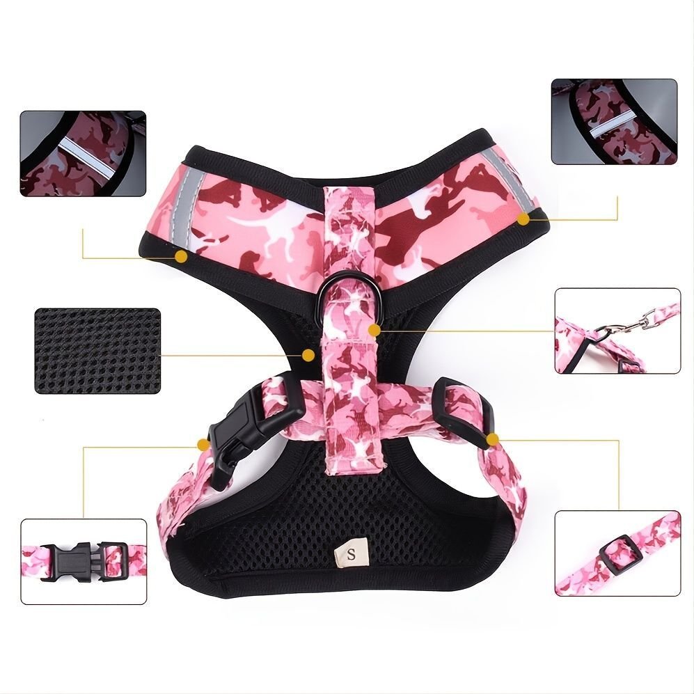 4Pcs Set Reflective No Pull Dog & Cat Harness Collar Leash With Dog Poop Bag For Small Medium Dog - Spot