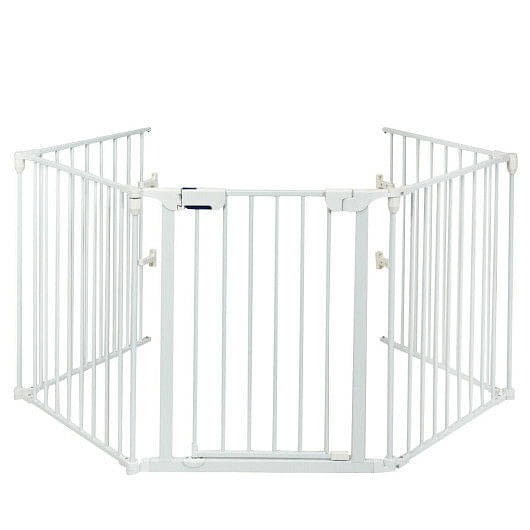 115 Inch Length 5 Panel Adjustable Wide Fireplace Fence-Black by Souths Pet Supplys