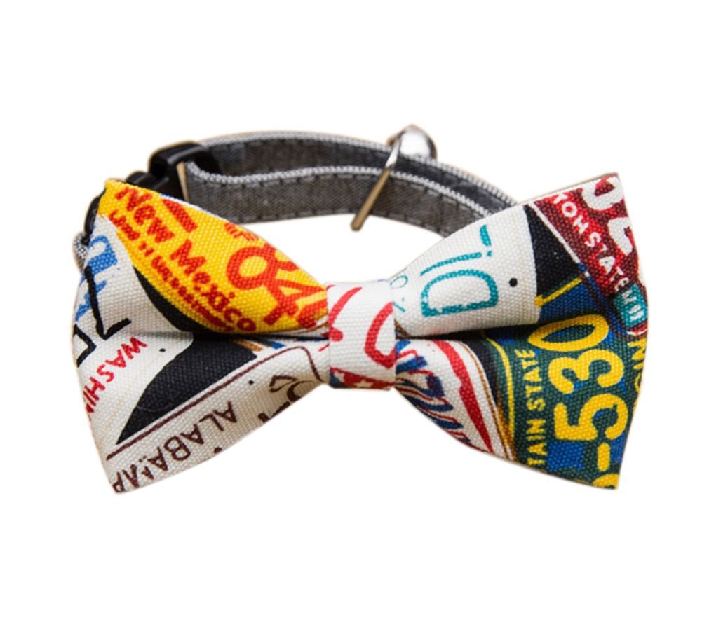 Adjustable Red and White Stripe Dog Cat Neck Tie Gentleman Dog Collar 6 - 11 Inches - Spot