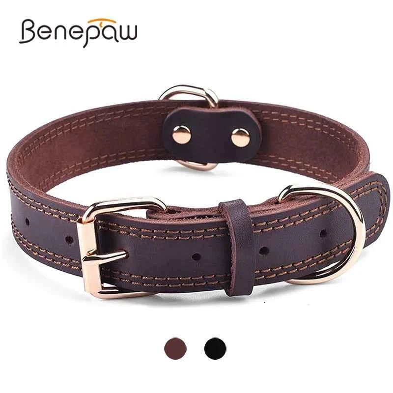 Premium Genuine Leather Dog Collar Vintage Style Durable Pet Collar for Medium to Large Dogs by Souths Cheap Stuff
