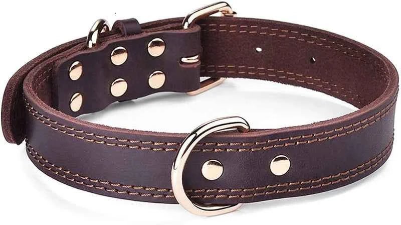 Premium Genuine Leather Dog Collar Vintage Style Durable Pet Collar for Medium to Large Dogs by Souths Cheap Stuff