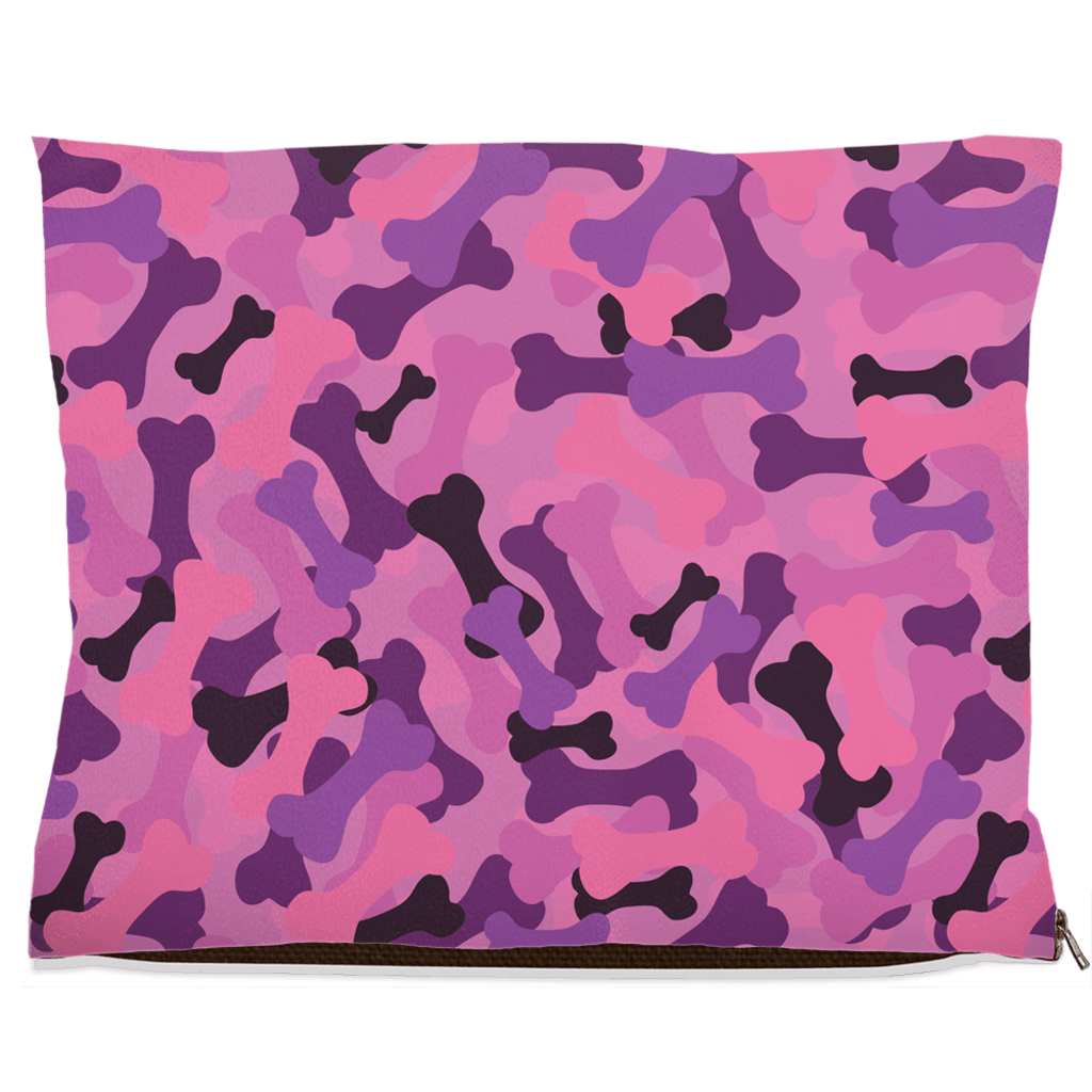 Bone Camo Pink Dog Bed Sizes 18x28 Inches For Pets - shop_name pets petsupplys