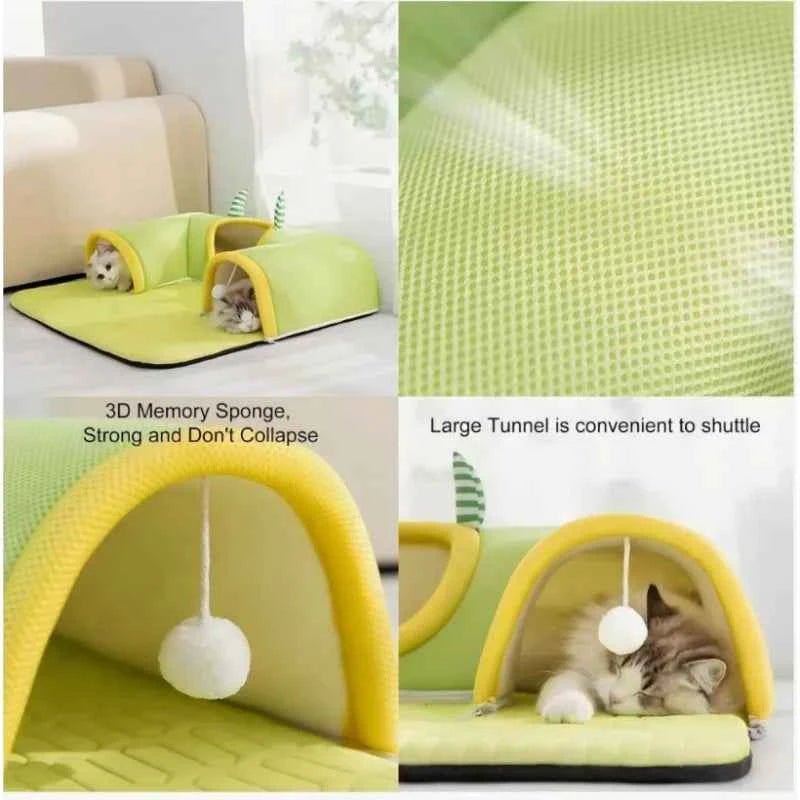 Breathable 2-in-1 Cat Bed Four Season Cozy Hideaway Pet Mat for Kittens Adult Cats by Souths Cheap Stuff