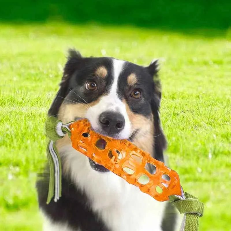 Soft Rubber Treat Dispenser Toy with Knotted Streamer for Dogs by Souths Cheap Stuff