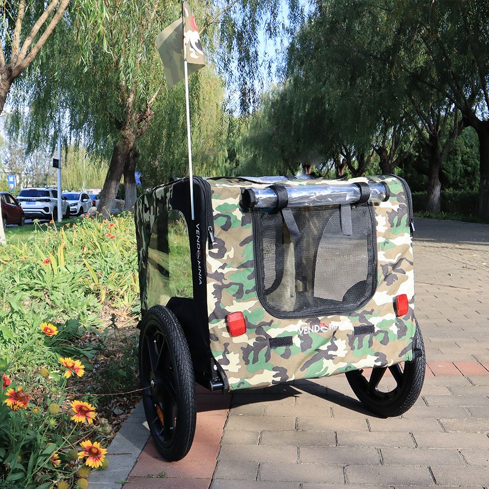Camouflage Foldable Bicycle Trailer Bike Trailer for Camping Pet Dog Cat Luggage Carry - Spot