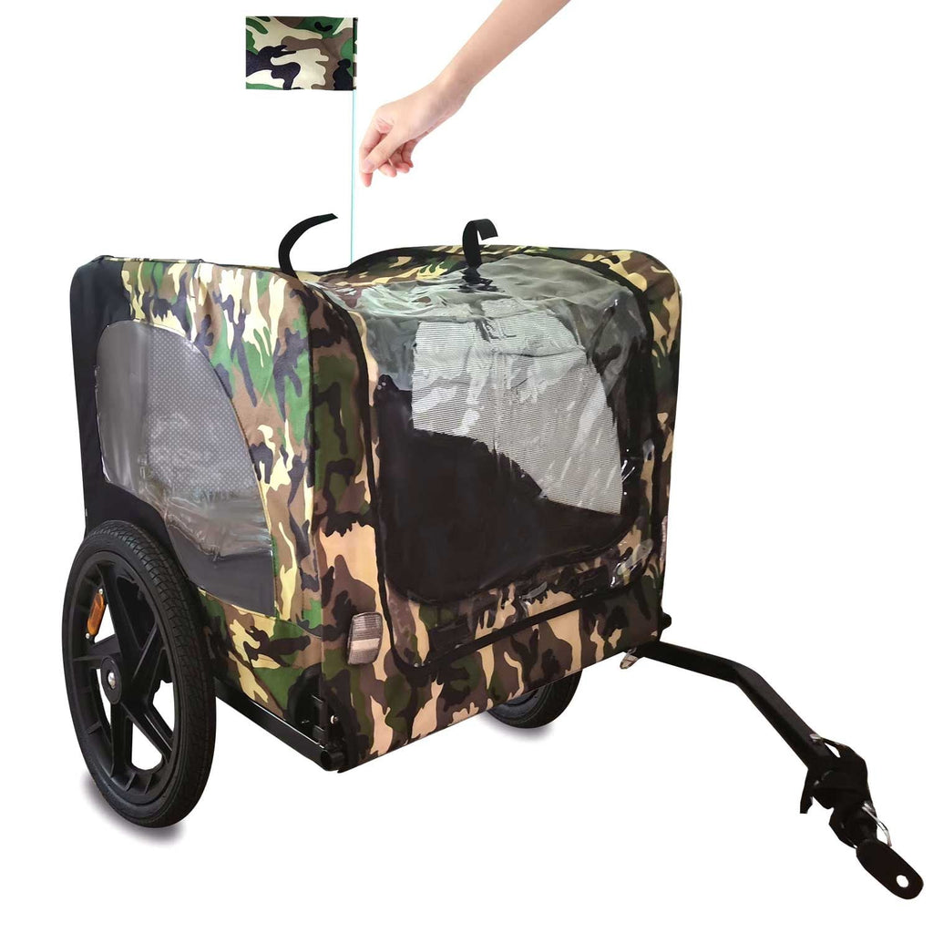 Camouflage Foldable Bicycle Trailer Bike Trailer for Camping Pet Dog Cat Luggage Carry - Spot