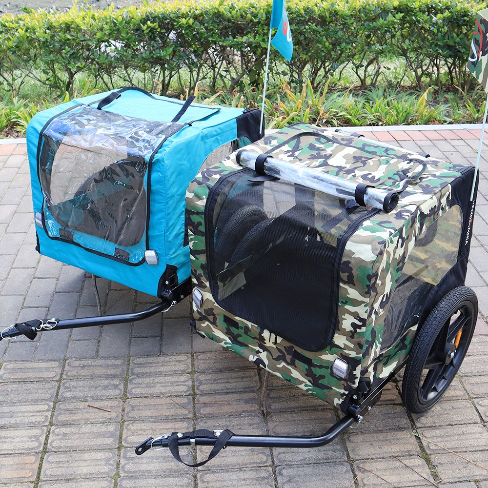 Camouflage Foldable Bicycle Trailer Bike Trailer for Camping Pet Dog Cat Luggage Carry - Spot