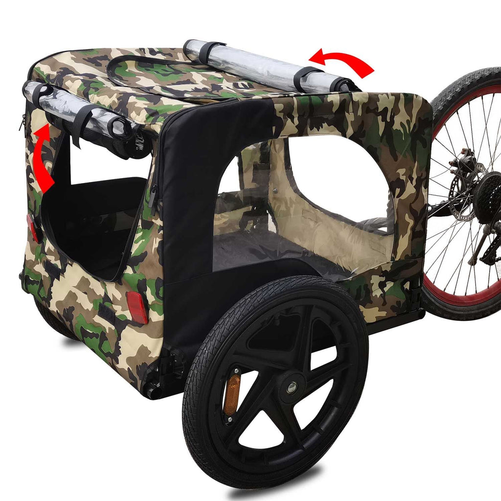 Camouflage Foldable Bicycle Trailer Bike Trailer for Camping Pet Dog Cat Luggage Carry - Spot