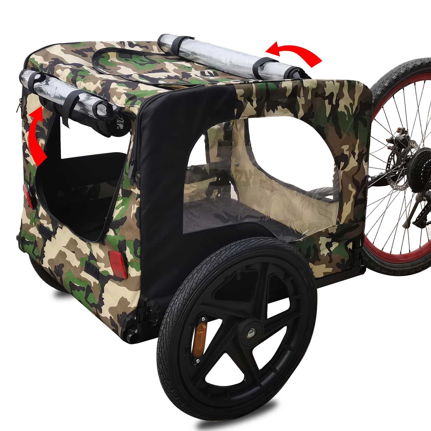 Camouflage Foldable Bicycle Trailer Bike Trailer for Camping Pet Dog Cat Luggage Carry - Spot