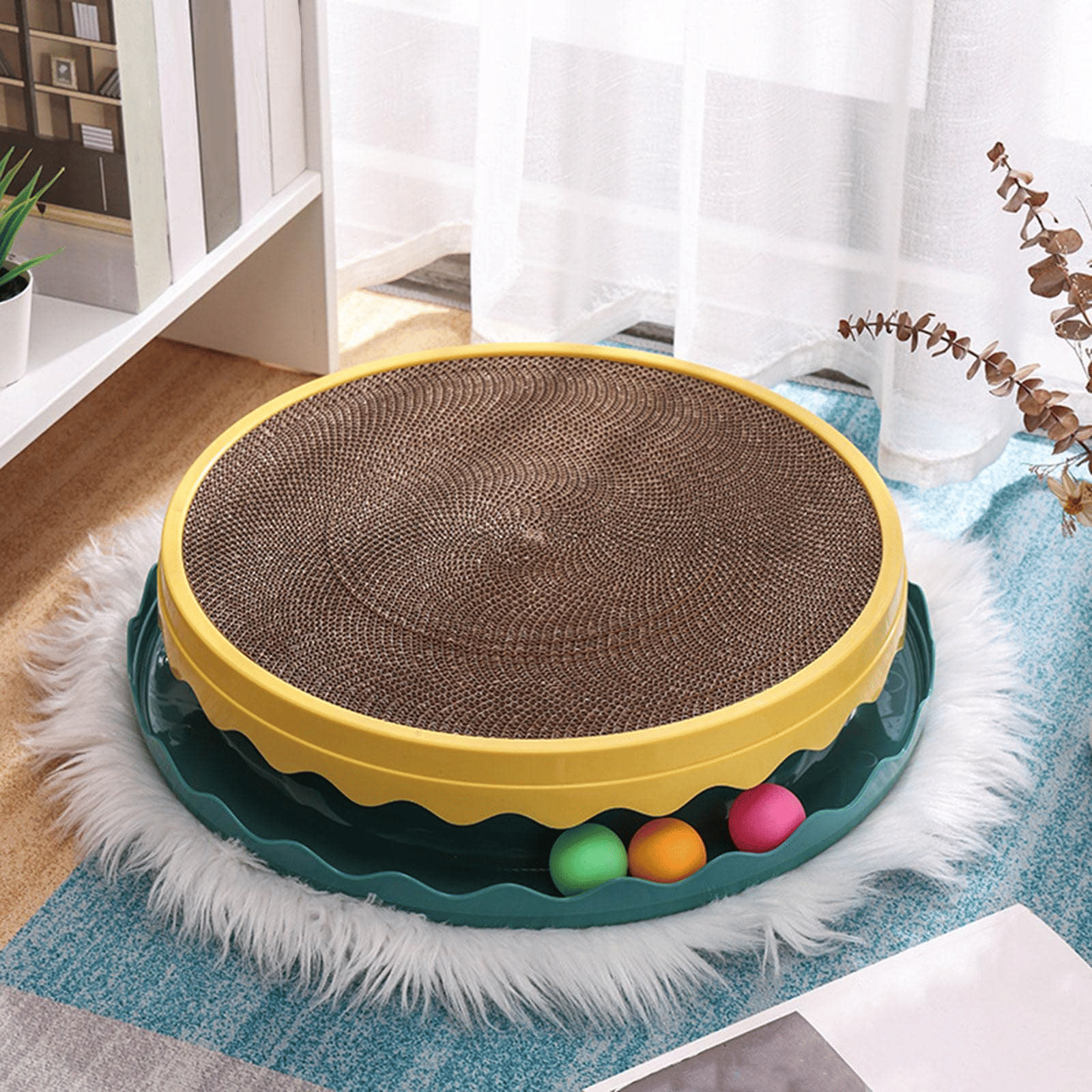 Compass Cat scratching Tray Cat scratching board, Cat scratching board with Ball, Interactive training Exercise Mouse Toys with Ball, scratching board Cat scratching Hopper, Indoor Cat Exercise Intera - Spot
