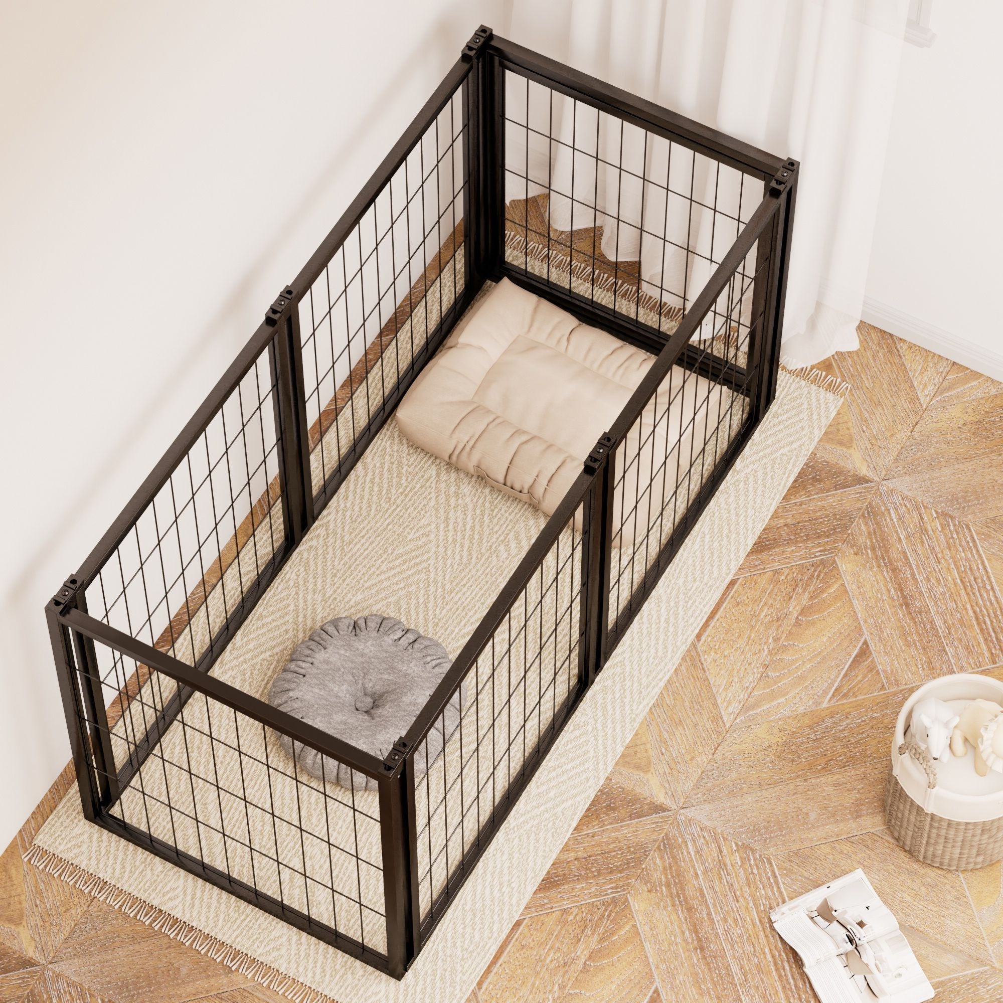 Dog Crate 47.2" Dog Kennel for Small Medium Dogs, Puppy Dog Playpen with Top, Pet Cage, Indoor, Black.47.2"L x 22"W x 24"H. - Spot