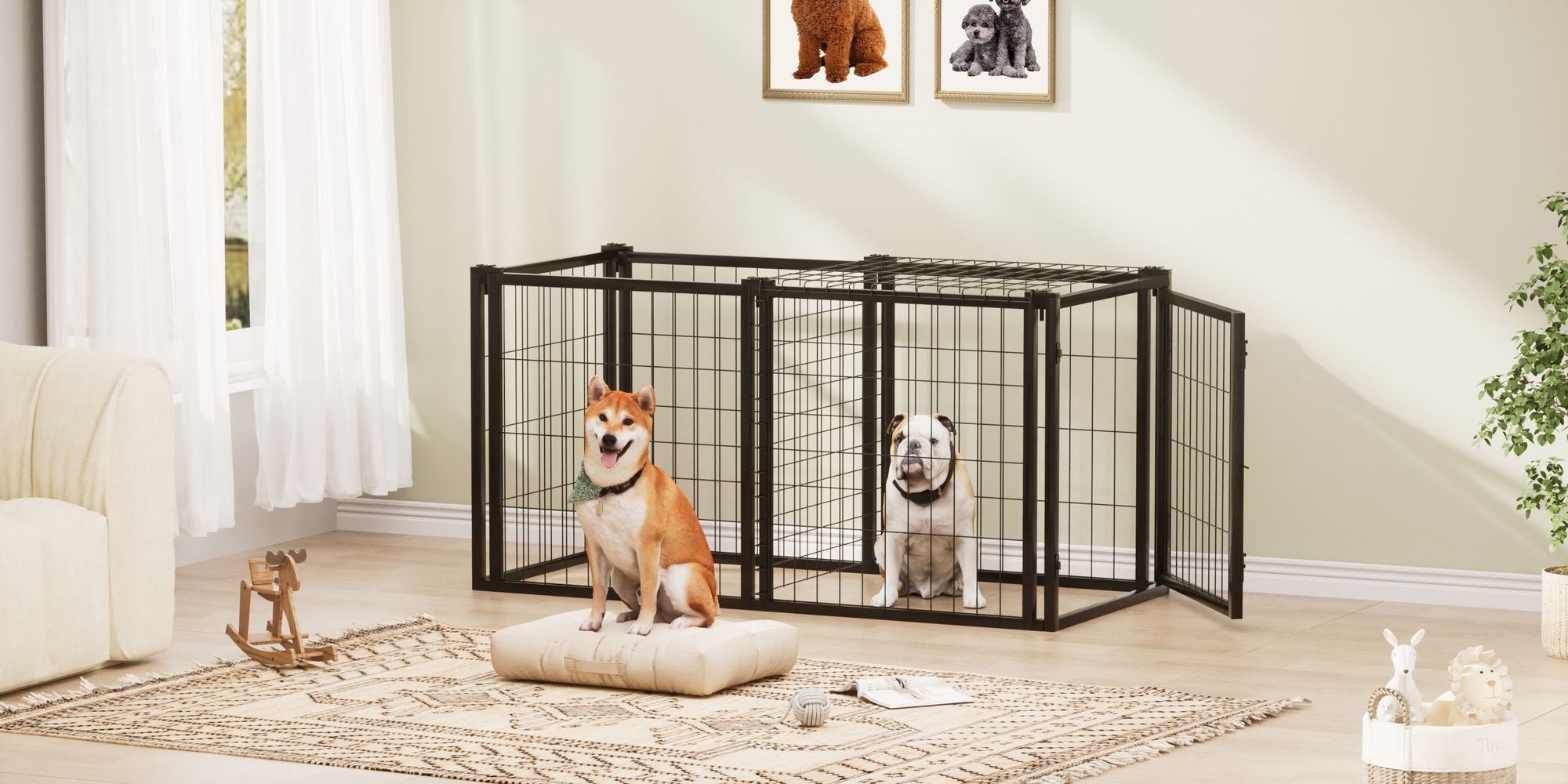 Dog Crate 47.2" Dog Kennel for Small Medium Dogs, Puppy Dog Playpen with Top, Pet Cage, Indoor, Black.47.2"L x 22"W x 24"H. - Spot