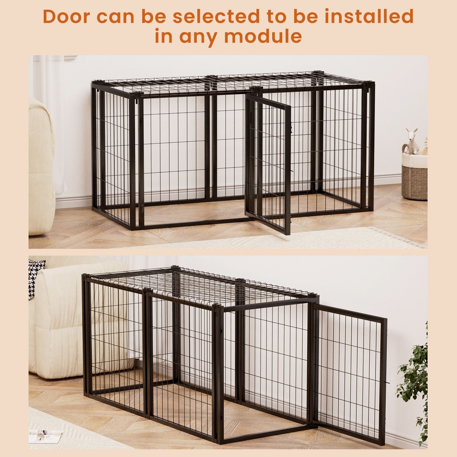 Dog Crate 47.2" Dog Kennel for Small Medium Dogs, Puppy Dog Playpen with Top, Pet Cage, Indoor, Black.47.2"L x 22"W x 24"H. - Spot