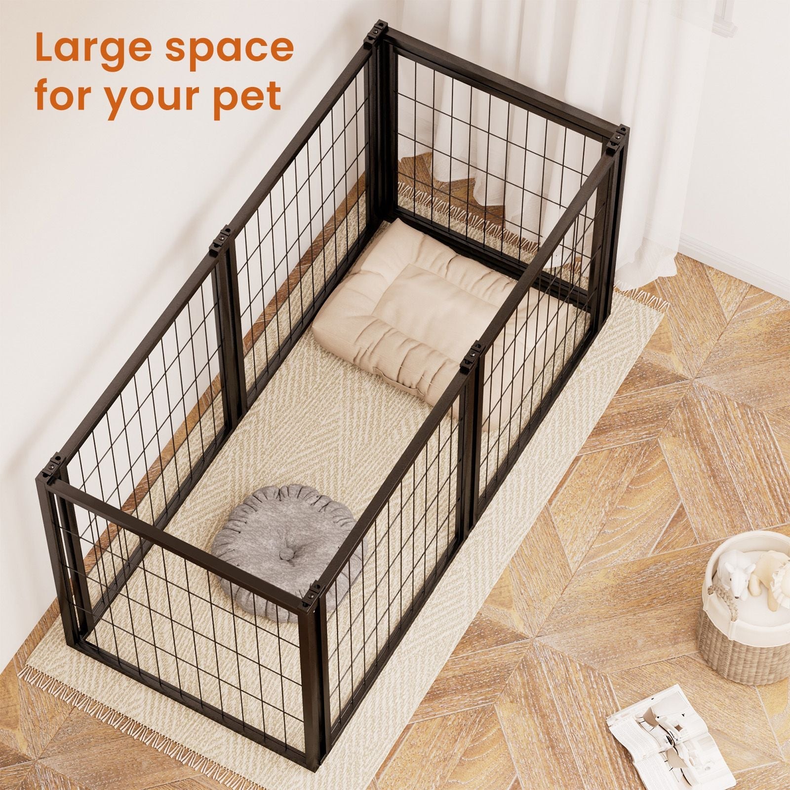 Dog Crate 47.2" Dog Kennel for Small Medium Dogs, Puppy Dog Playpen with Top, Pet Cage, Indoor, Black.47.2"L x 22"W x 24"H. - Spot