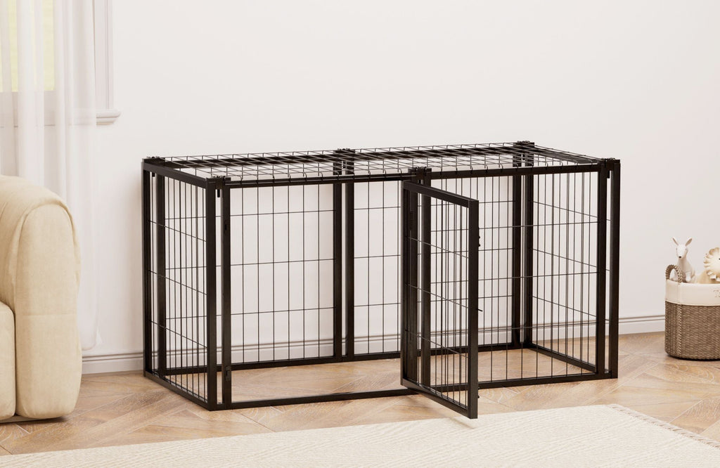 Dog Crate 47.2" Dog Kennel for Small Medium Dogs, Puppy Dog Playpen with Top, Pet Cage, Indoor, Black.47.2"L x 22"W x 24"H. - Spot