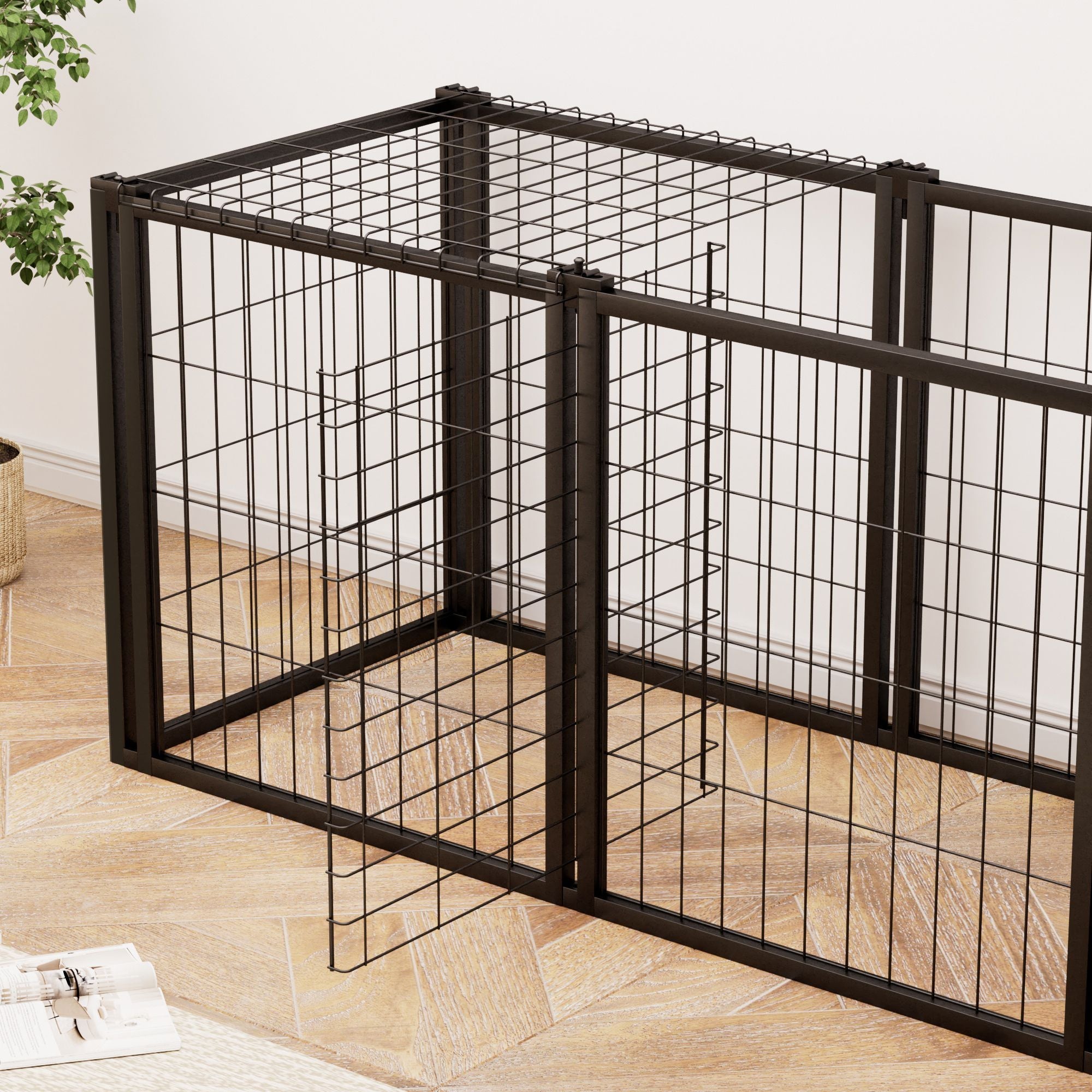 Dog Crate 47.2" Dog Kennel for Small Medium Dogs, Puppy Dog Playpen with Top, Pet Cage, Indoor, Black.47.2"L x 22"W x 24"H. - Spot