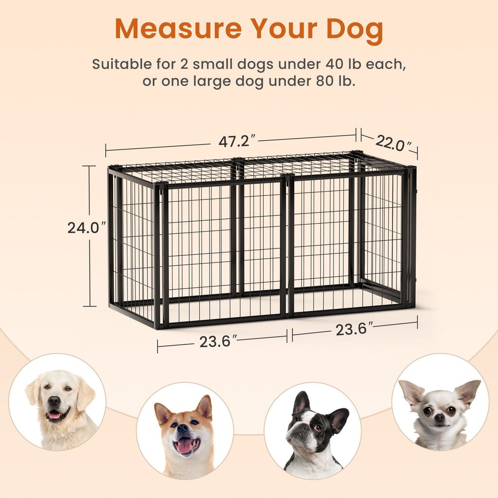 Dog Crate 47.2" Dog Kennel for Small Medium Dogs, Puppy Dog Playpen with Top, Pet Cage, Indoor, Black.47.2"L x 22"W x 24"H. - Spot