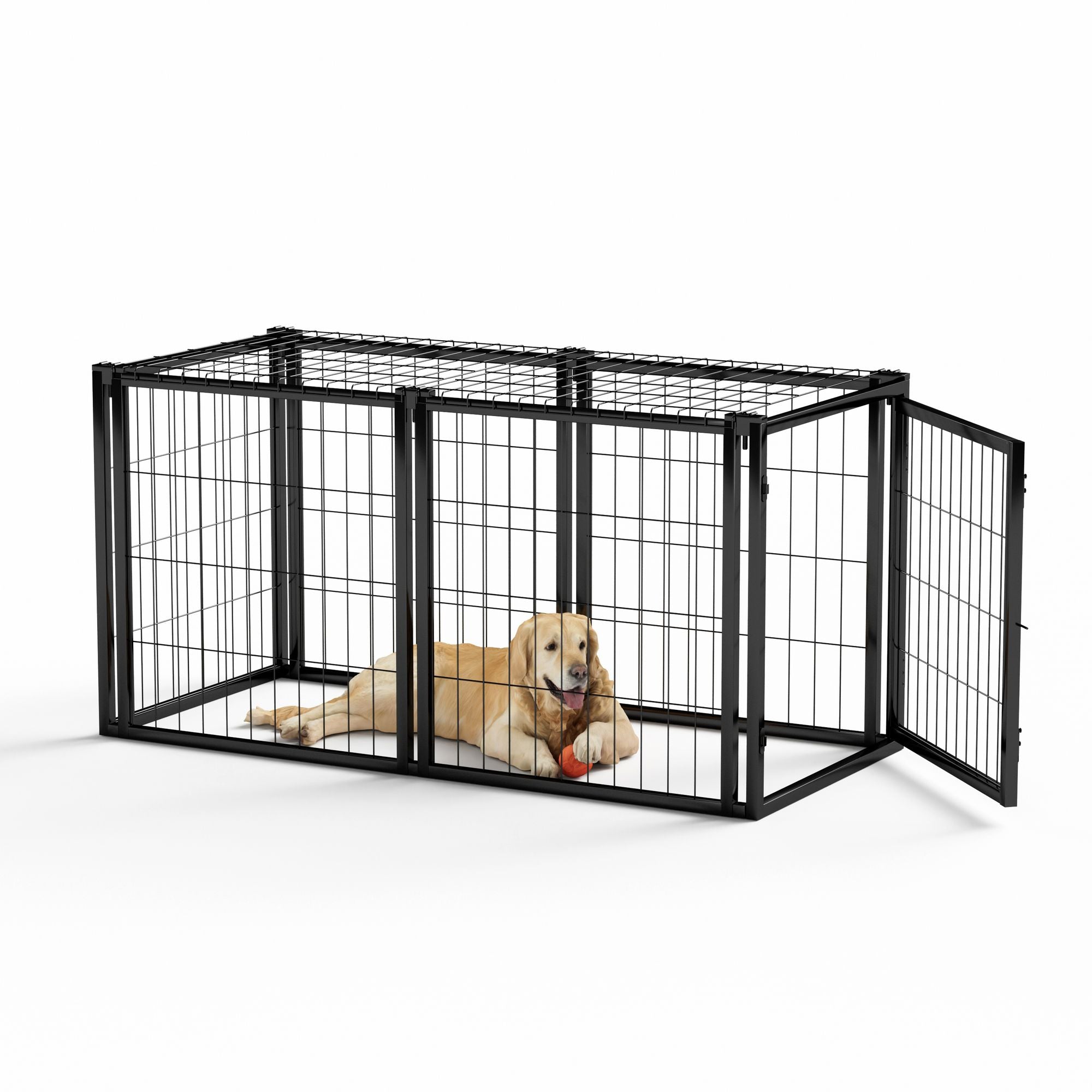 Dog Crate 47.2" Dog Kennel for Small Medium Dogs, Puppy Dog Playpen with Top, Pet Cage, Indoor, Black.47.2"L x 22"W x 24"H. - Spot