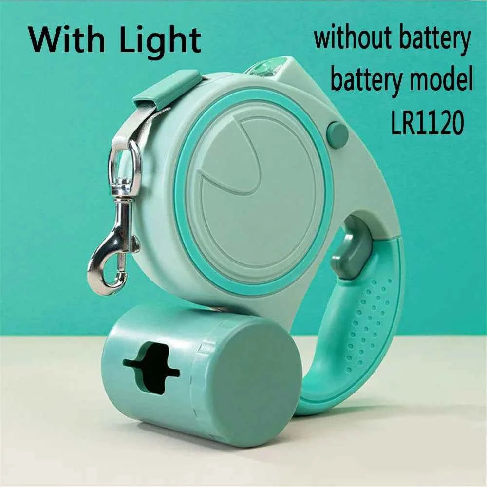 Retractable Dog Leash with LED Lights & Garbage Bag Dispenser - 5M Nylon Traction Belt by Souths Cheap Stuff