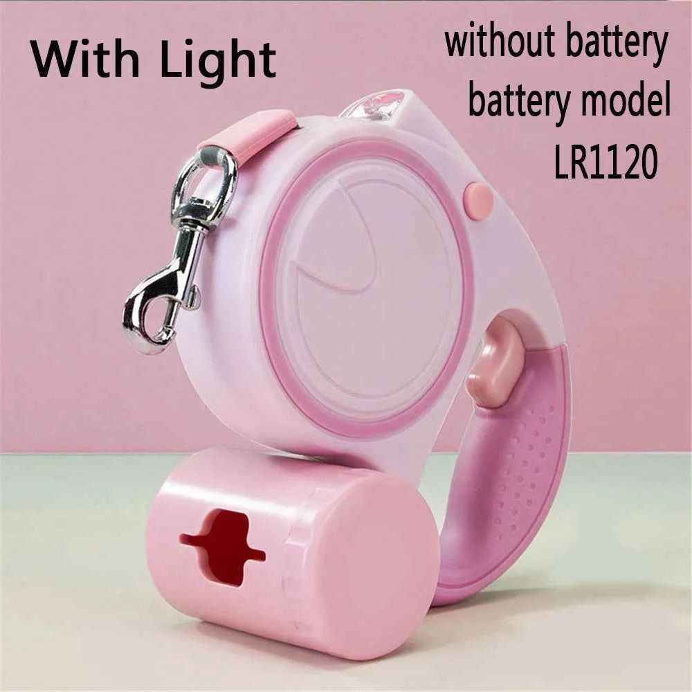Retractable Dog Leash with LED Lights & Garbage Bag Dispenser - 5M Nylon Traction Belt by Souths Cheap Stuff