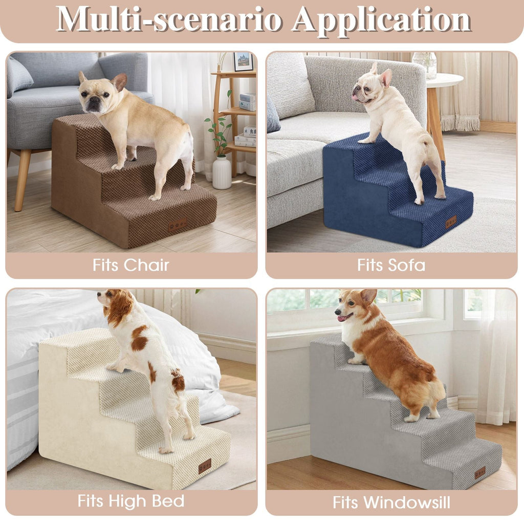 Dog Stairs For High Beds And Sofas - Pet Stairs For Older Dogs And Cats With Removable, Washable Covers And Non - slip Bottoms - Spot