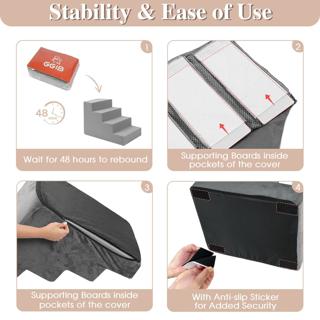 Dog Stairs For High Beds And Sofas - Pet Stairs For Older Dogs And Cats With Removable, Washable Covers And Non - slip Bottoms - Spot