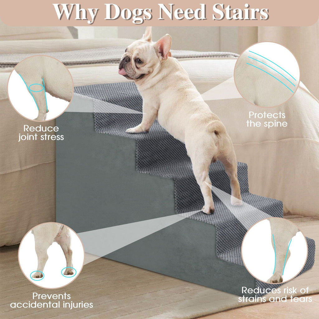 Dog Stairs For High Beds And Sofas - Pet Stairs For Older Dogs And Cats With Removable, Washable Covers And Non - slip Bottoms - Spot