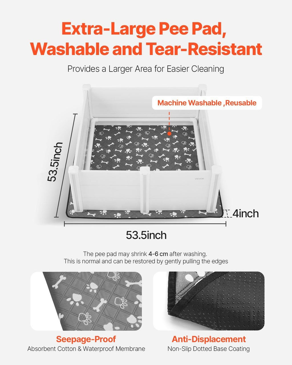 Dog Whelping Box 48 x 48 x 18.1 inch with Height Adjustable Door for Large Dogs - Spot