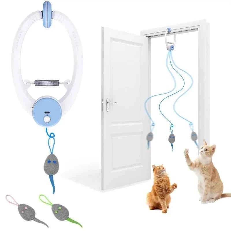 Interactive Auto-Rebound Cat Toy with Catnip Mice - Indoor Kitten Teaser by Souths Cheap Stuff