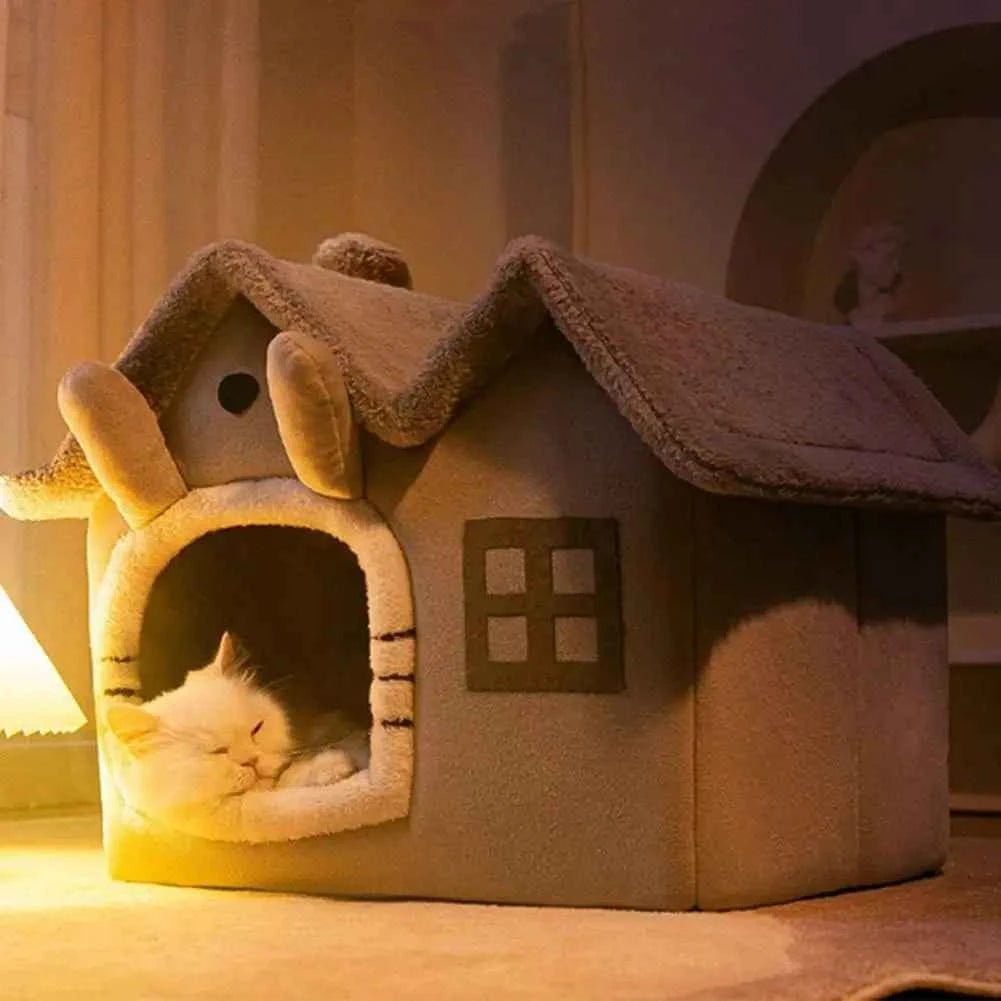 Foldable Double Roof Pet House, Cozy Indoor Cat Nest, Portable Dog Kennel by Souths Cheap Stuff