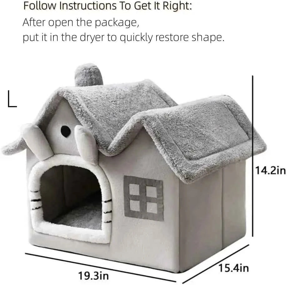 Foldable Double Roof Pet House, Cozy Indoor Cat Nest, Portable Dog Kennel by Souths Cheap Stuff