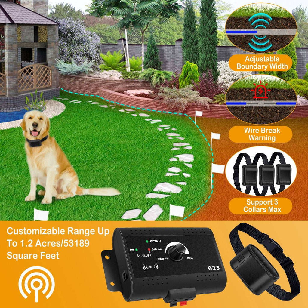 Electric Dog Fence System Pet Tone Shock Boundary Containment Water Resistant Collar Receiver For Small Medium Large Dog - Spot