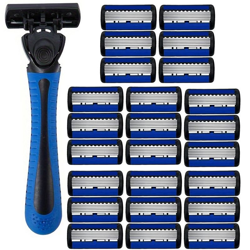 6 - layer razor blade, men's stainless steel blade, classic water washed razor, sharp blade for clean shaving - Spot