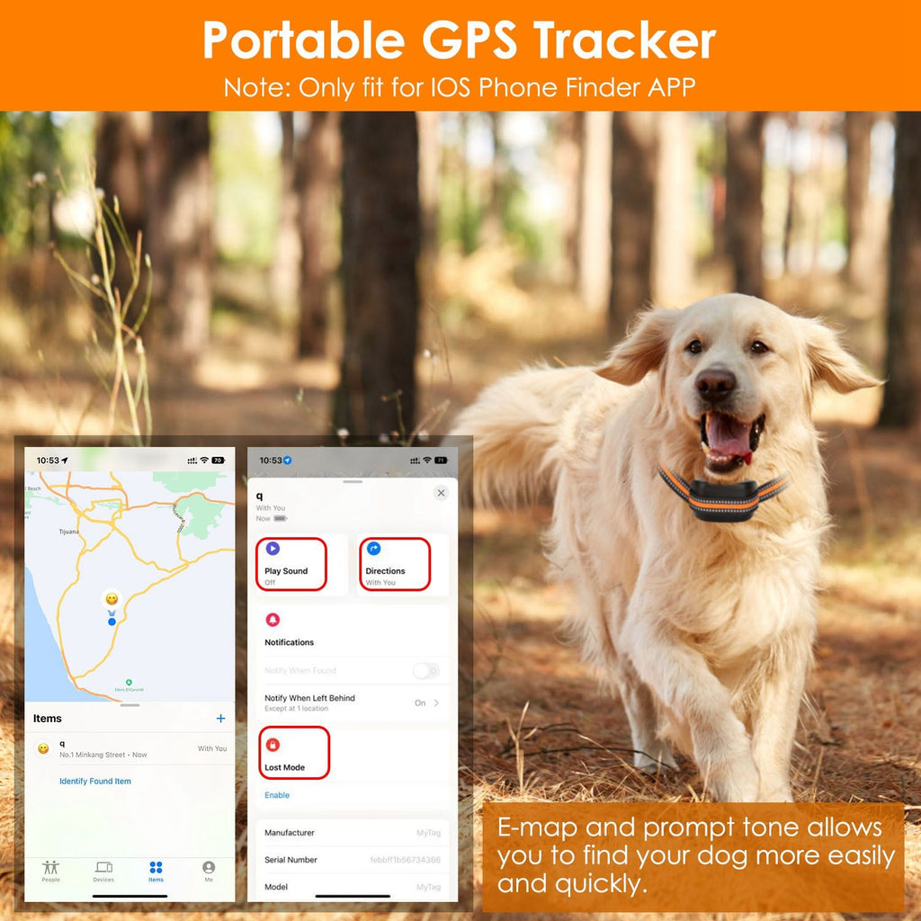 2 In 1 Dog GPS Fence Tracker Wireless GPS Dog Fence GPS Dog Collar with 32 - 2887FT Radius IPX6 Waterproof - Spot