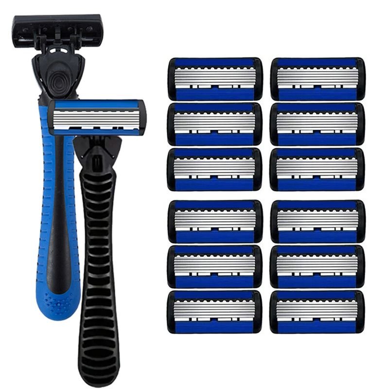 6 - layer razor blade, men's stainless steel blade, classic water washed razor, sharp blade for clean shaving - Spot