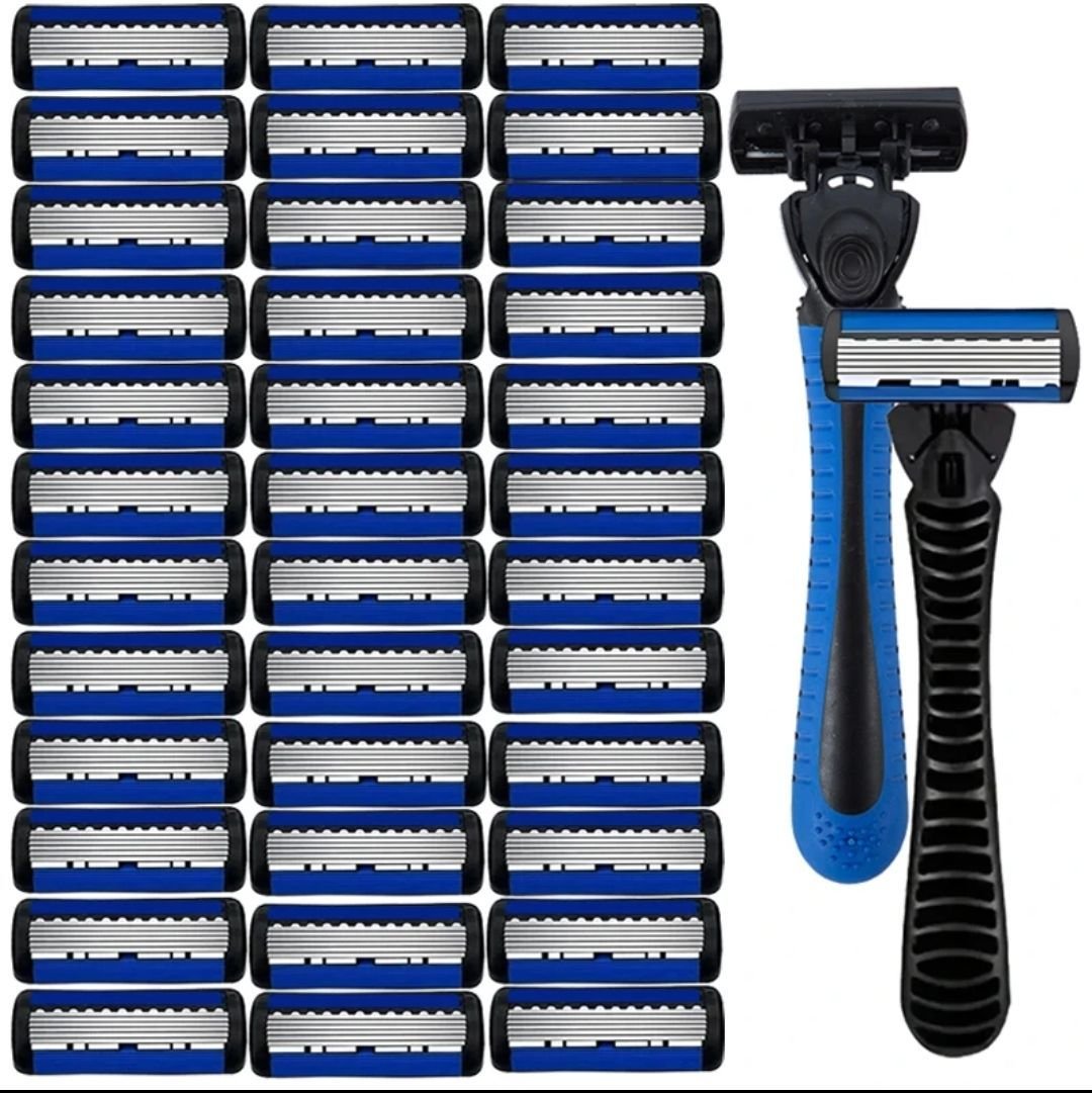 6 - layer razor blade, men's stainless steel blade, classic water washed razor, sharp blade for clean shaving - Spot