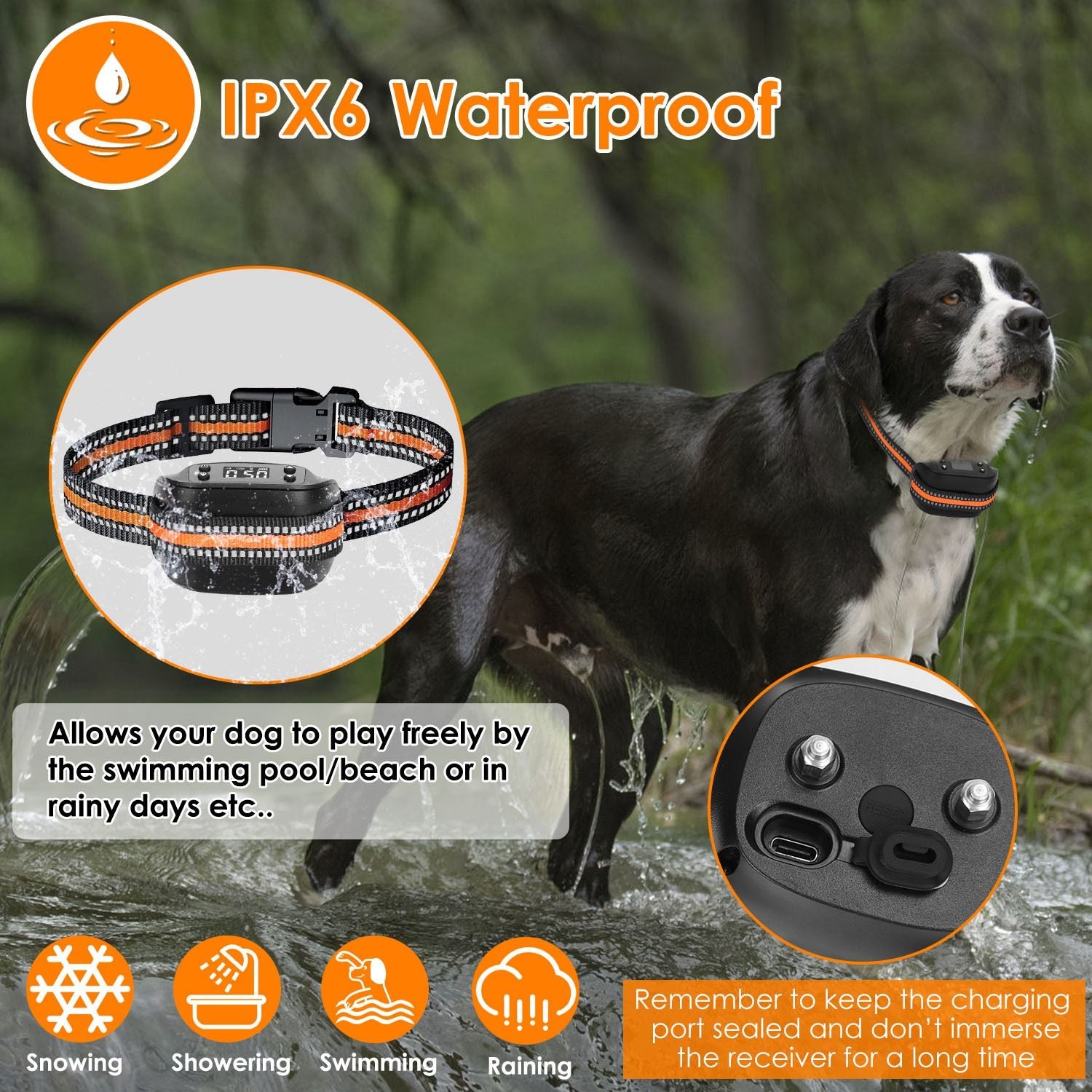2 In 1 Dog GPS Fence Tracker Wireless GPS Dog Fence GPS Dog Collar with 32 - 2887FT Radius IPX6 Waterproof - Spot