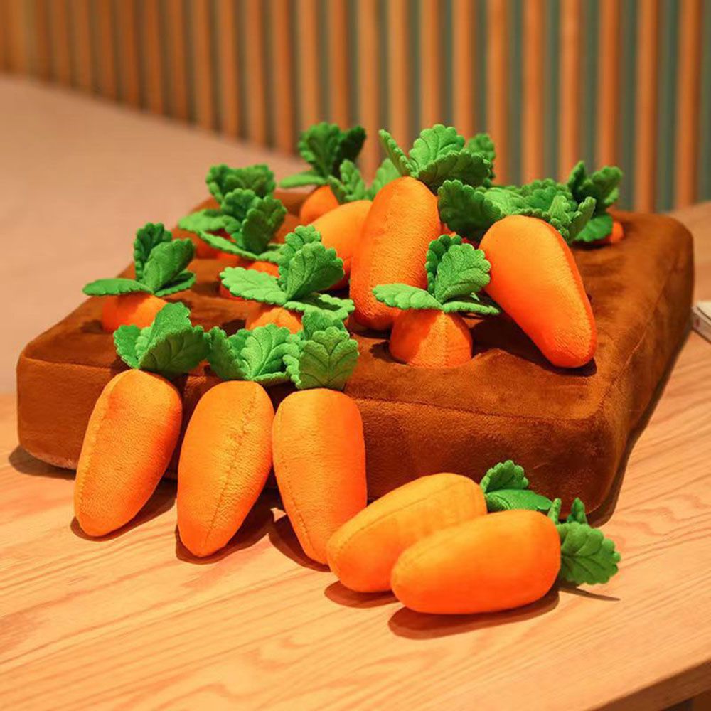 12 Plush Carrots Enrichment Dog Puzzle Toys Hide and Seek Carrot Farm Dog Toys Carrot Patch Dog Snuffle Toy for Puppy Large Dogs - Spot