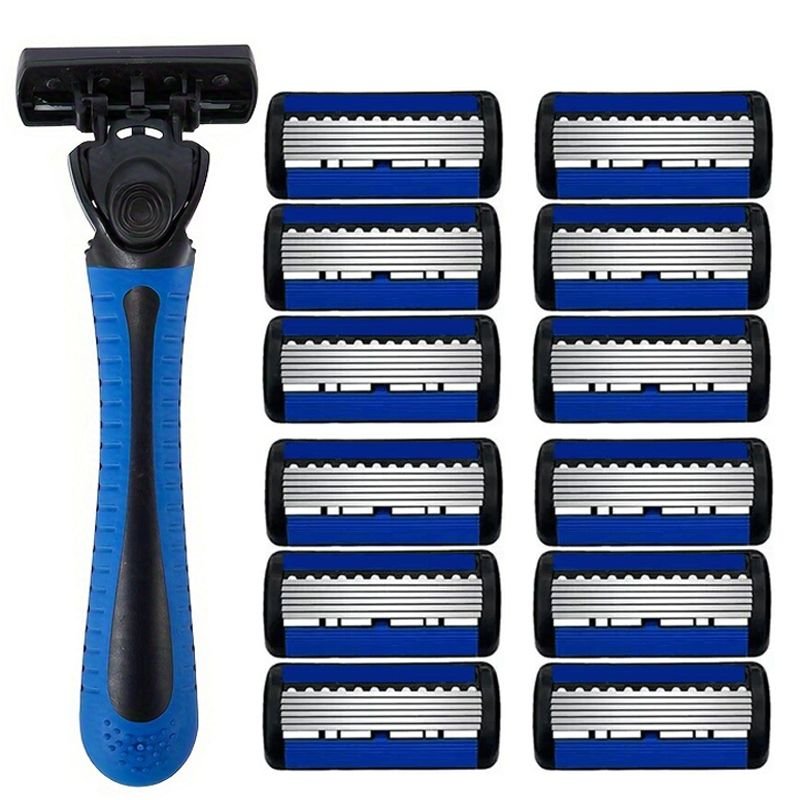 6 - layer razor blade, men's stainless steel blade, classic water washed razor, sharp blade for clean shaving - Spot