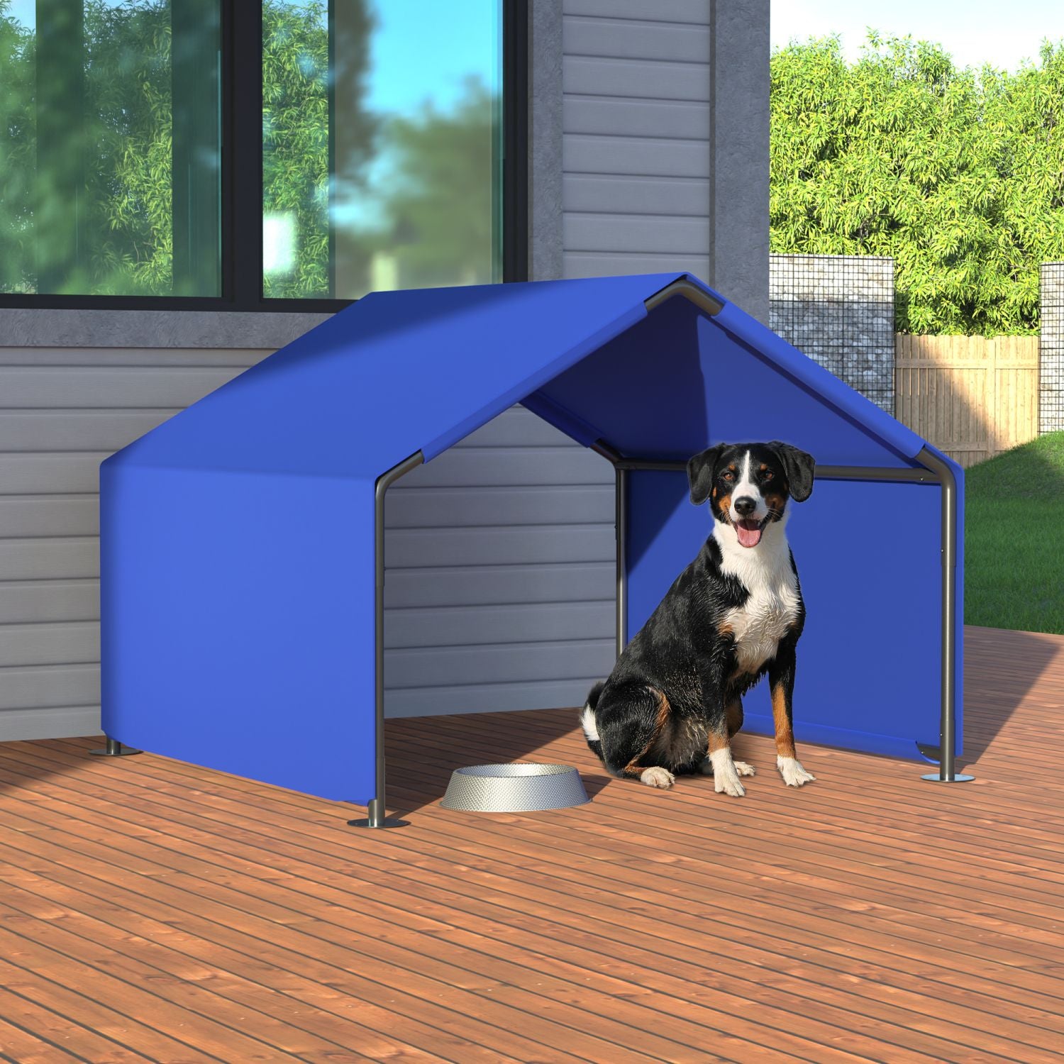 Dog Shade Shelter Outdoor Tent for Small Medium Dogs, Waterproof Sun Protection Pet House for Dogs, Small Animals and Livestock, Blue - Spot