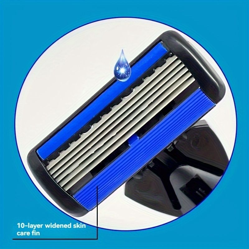 6 - layer razor blade, men's stainless steel blade, classic water washed razor, sharp blade for clean shaving - Spot