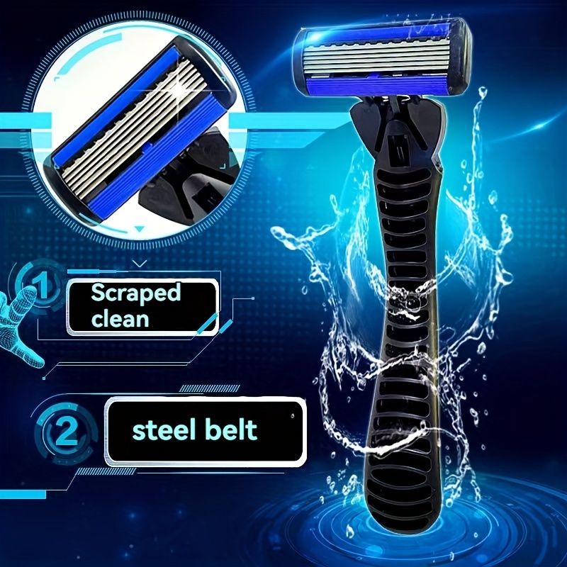 6 - layer razor blade, men's stainless steel blade, classic water washed razor, sharp blade for clean shaving - Spot