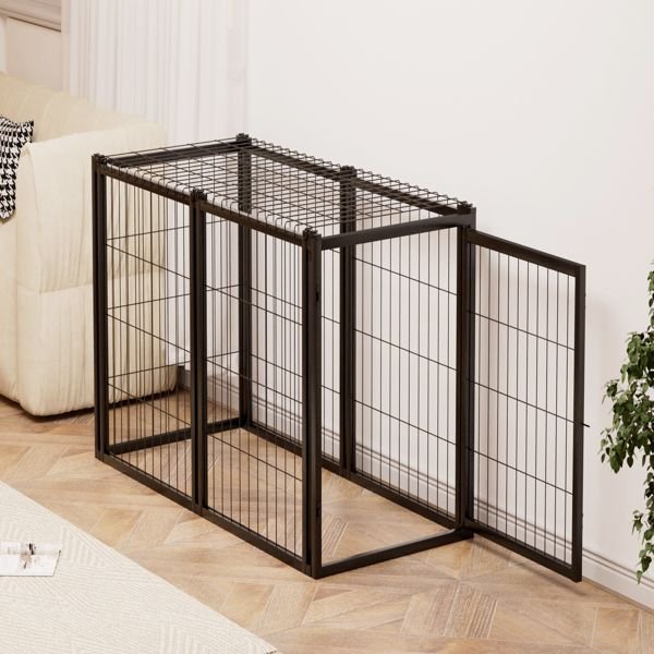 Dog Crate 47.2" Dog Kennel for Small Medium Dogs, Puppy Dog Playpen with Top, Pet Cage, Indoor, Black.47.2"L x 22"W x 24"H. - Spot