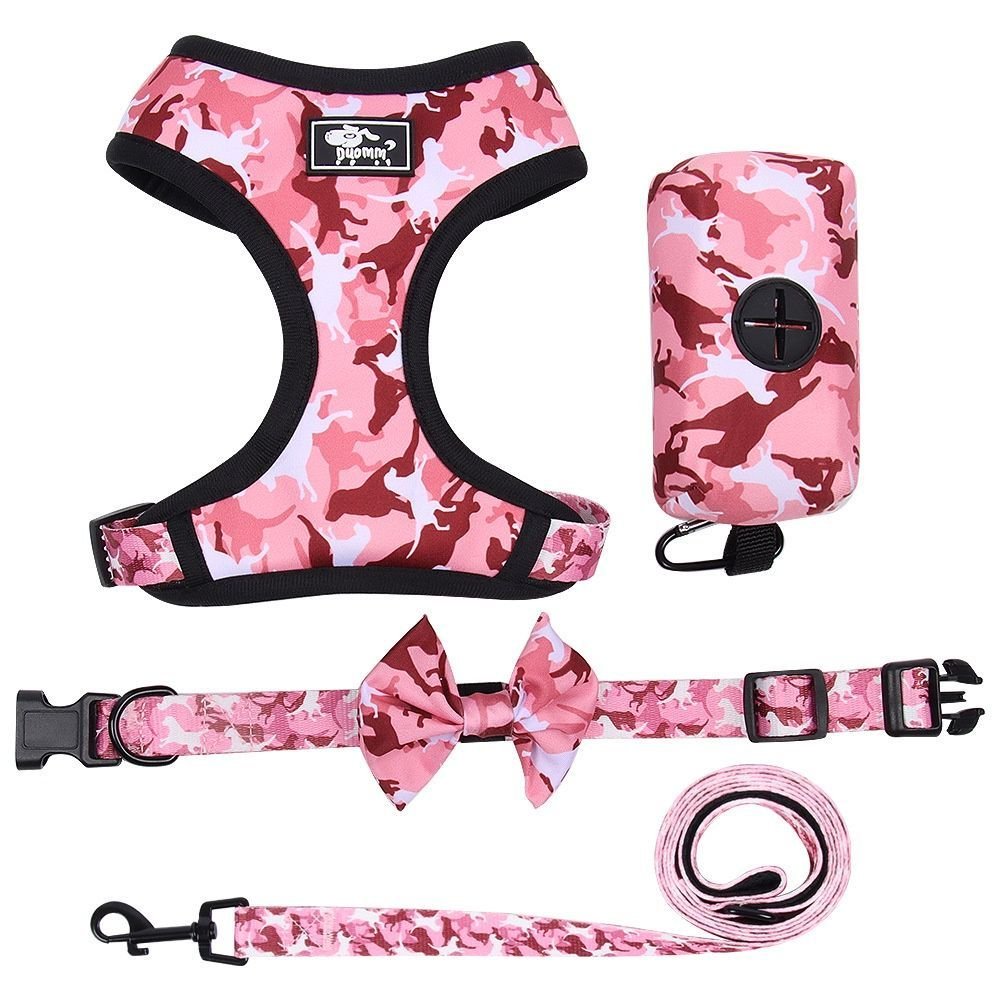 4Pcs Set Reflective No Pull Dog & Cat Harness Collar Leash With Dog Poop Bag For Small Medium Dog - Spot